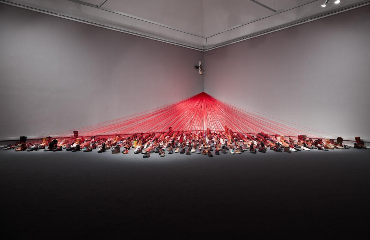 MILAN. Japanese artist Chiharu Shiota. Palazzo Reale